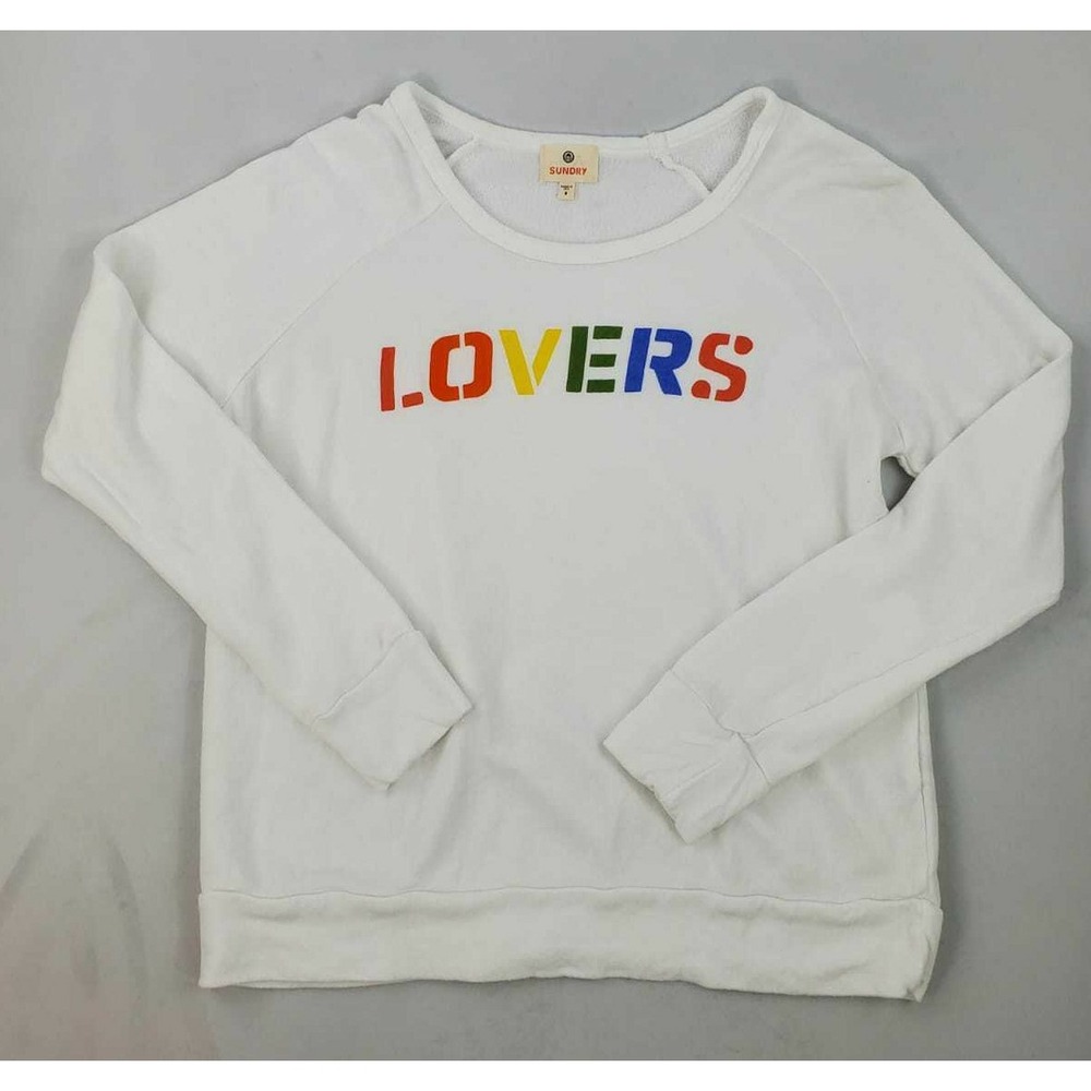 Sundry women sweatshirt pullover cotton Lovers white sz 0 USA made $128